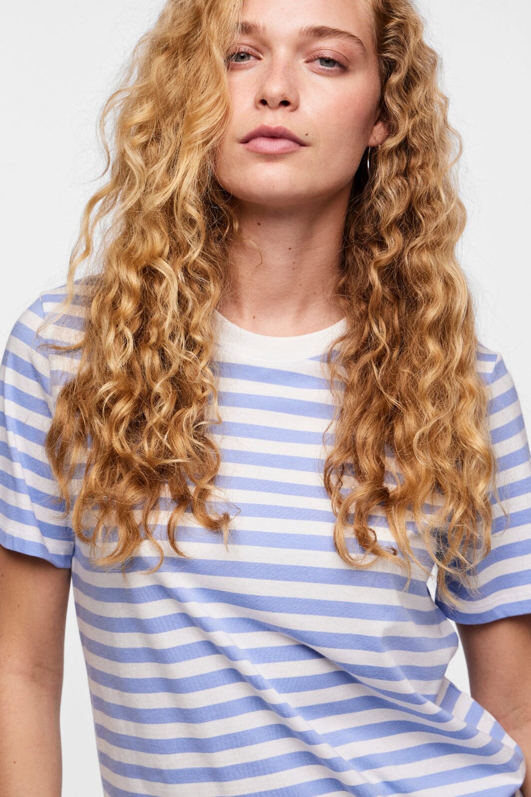 Pieces - Pcria Ss Tee Stripes - 4400582 Hydrangea Bright White Online Hot Salg