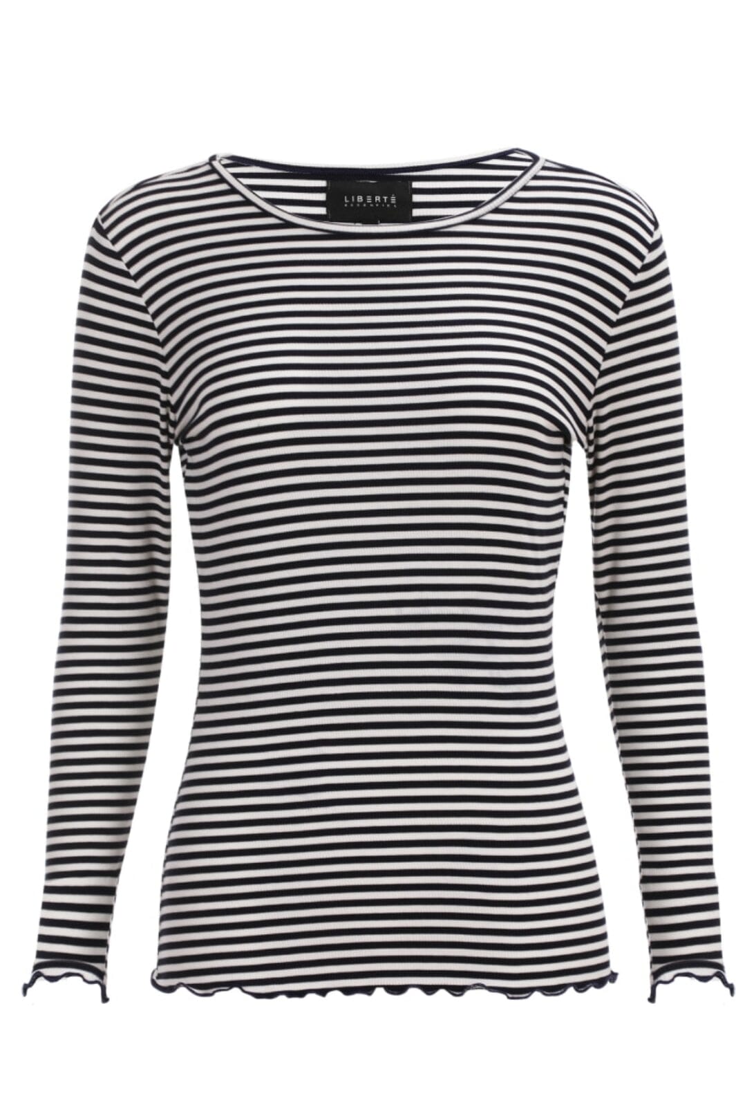 Liberte - Natalia Ls Round Neck Blouse - Black Creme Small Stripe