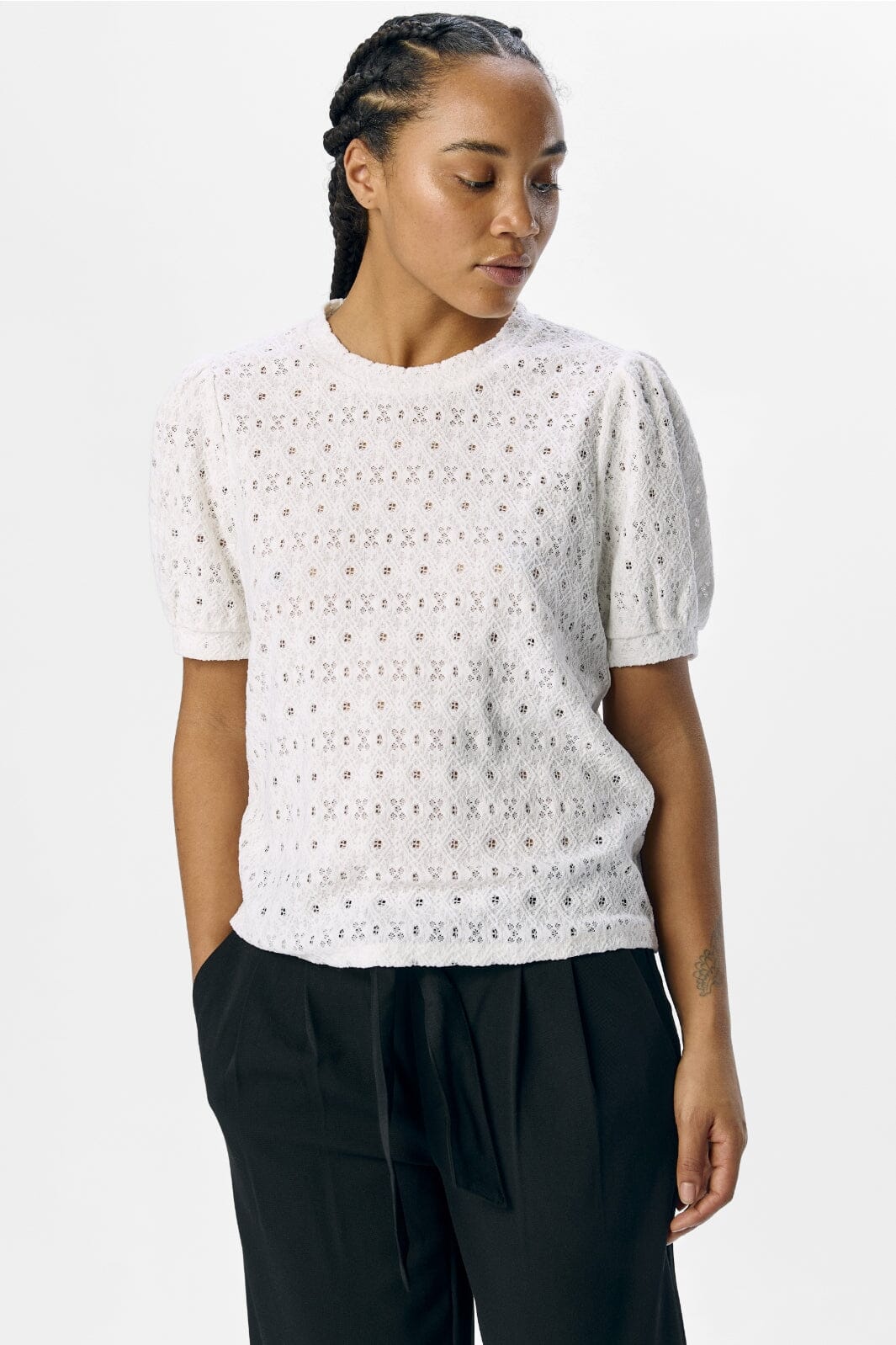 Object - Objlaila S/S Re Top - 4656637 Cloud Dancer Hot på udsalg