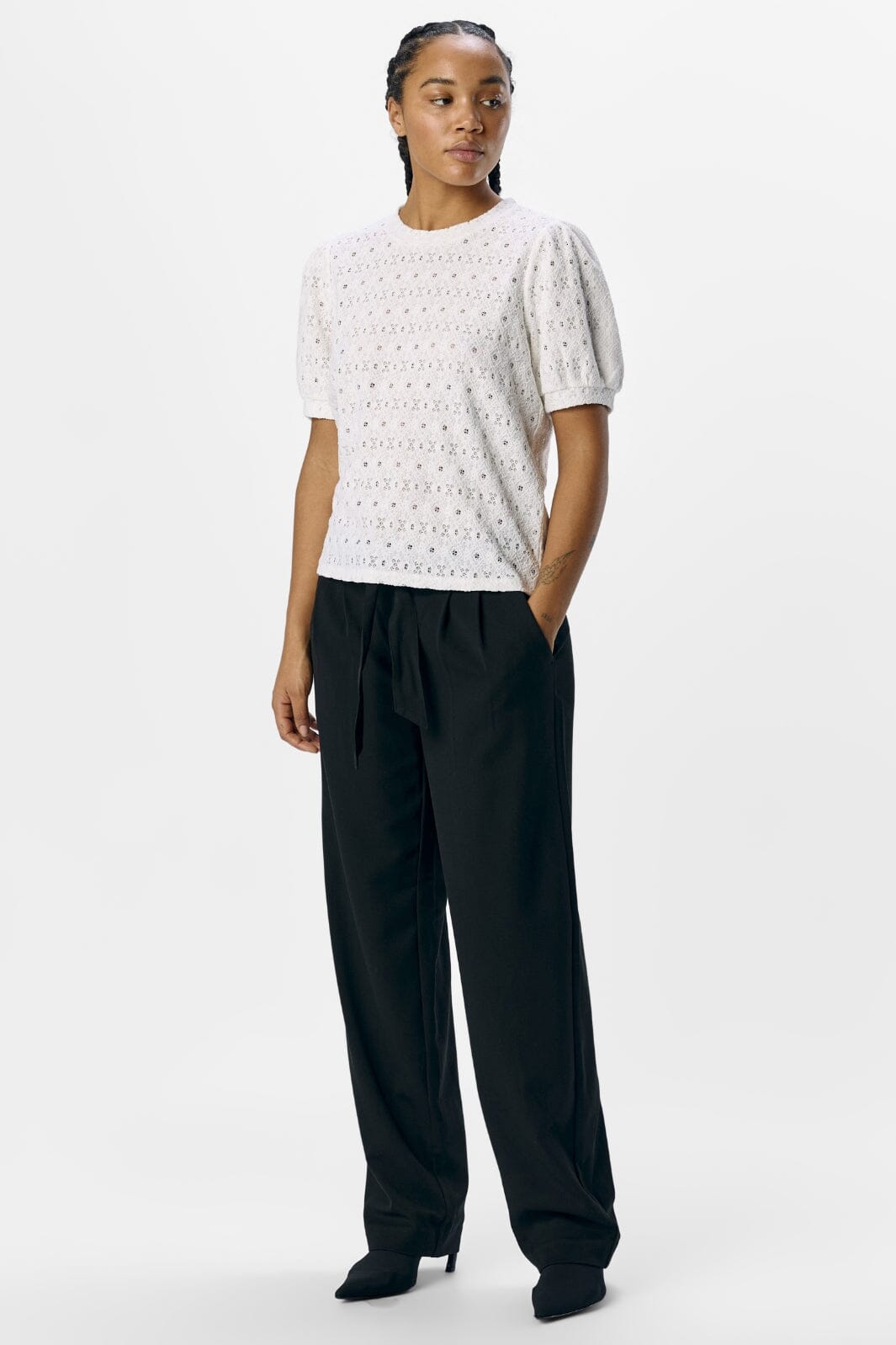 Object - Objlaila S/S Re Top - 4656637 Cloud Dancer Hot på udsalg