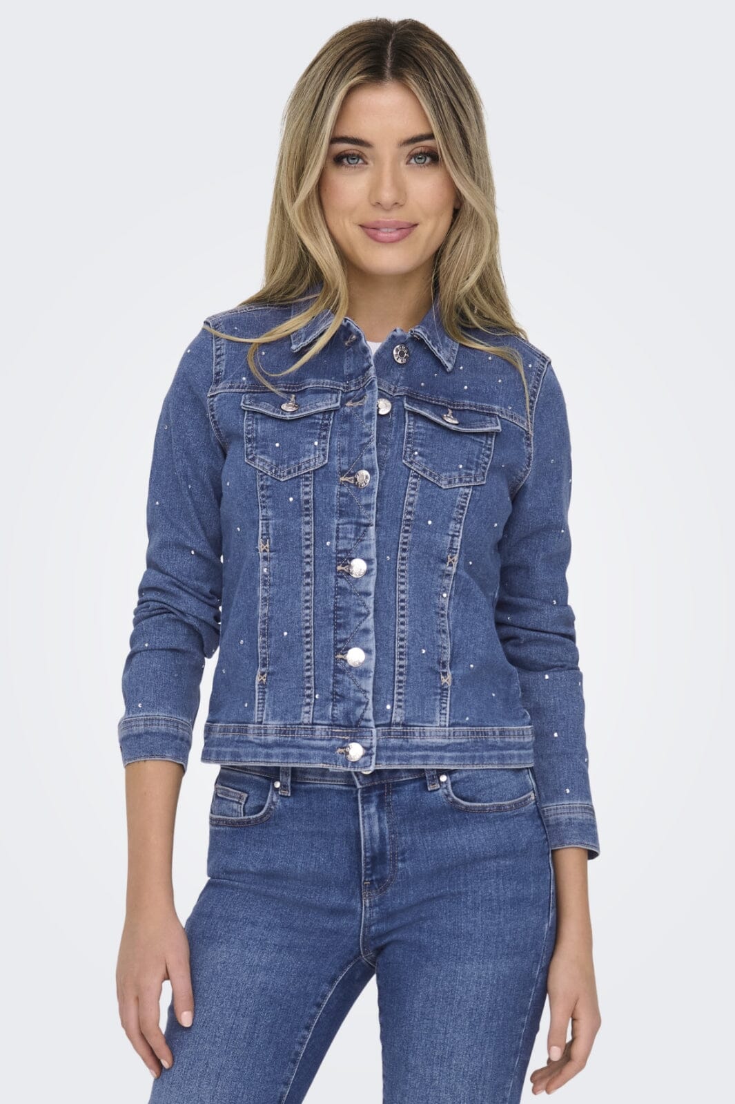 Only - Onlwonder Rhinestone Jacket Pim - 4740249 Medium Blue Denim Rhinestone