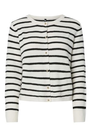 Pieces - Pcnaddya Ls O-Neck Knit Cardigan Fsy 17160240 - 4838117 - Cloud Dancer Black Online nu