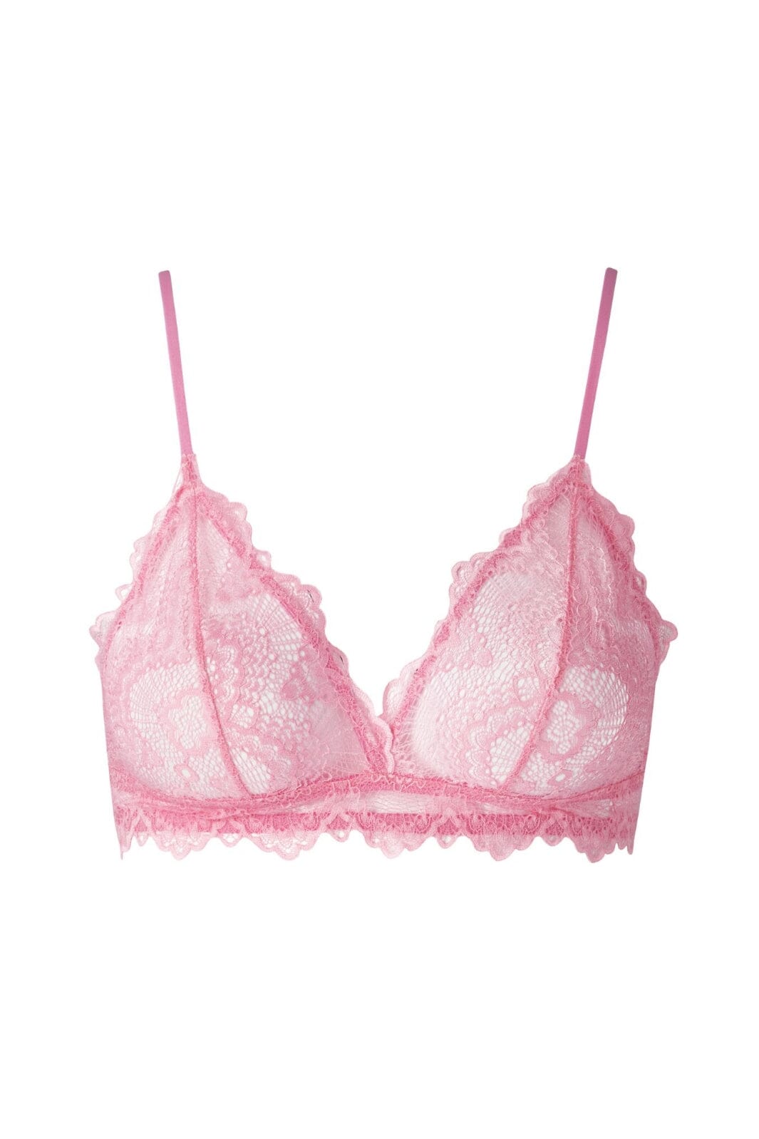 Understatement Underwear - Lace Triangle Bralette - Candy Pink