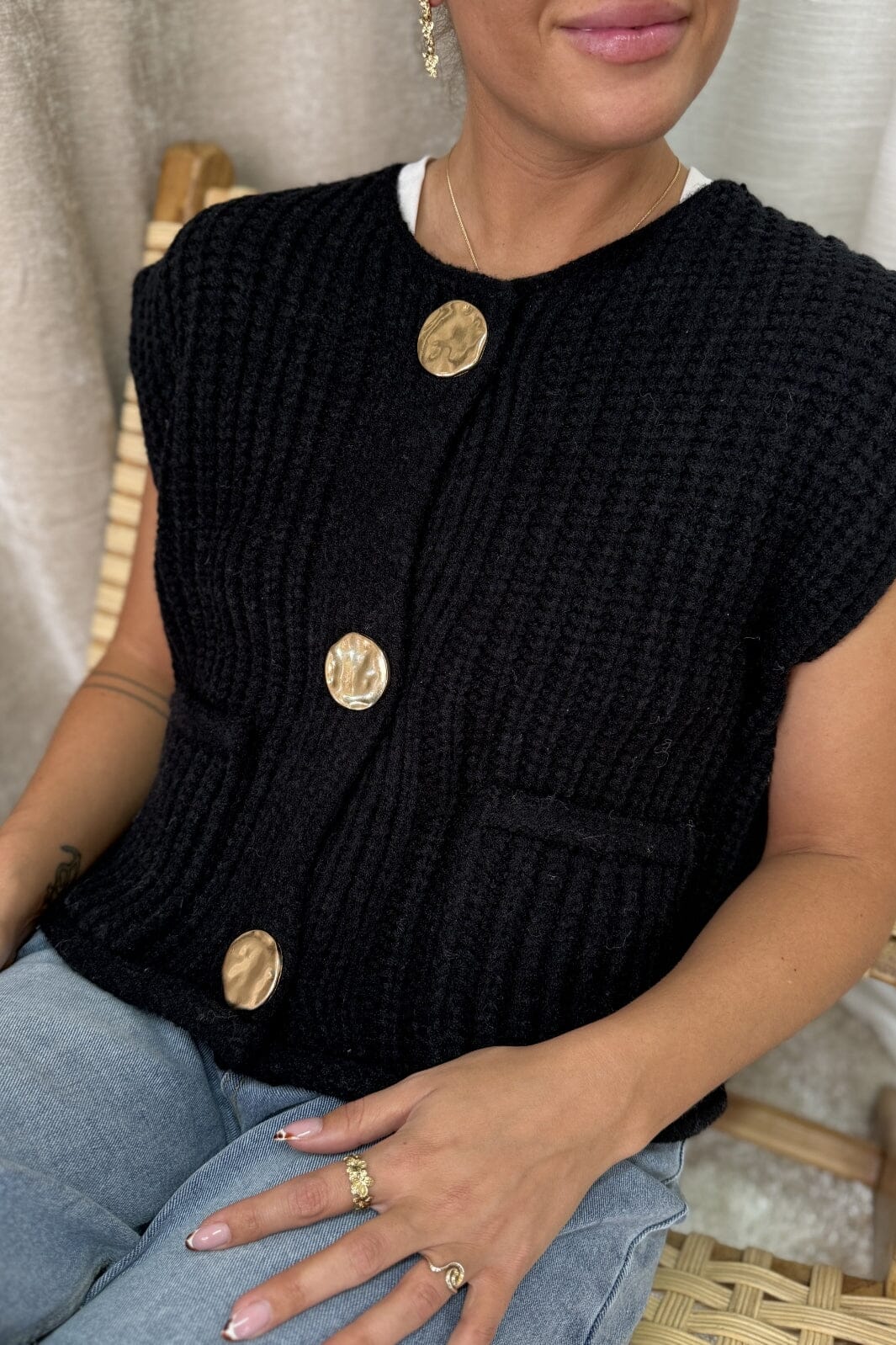 A-bee - Mie Vest - Black Udsalg