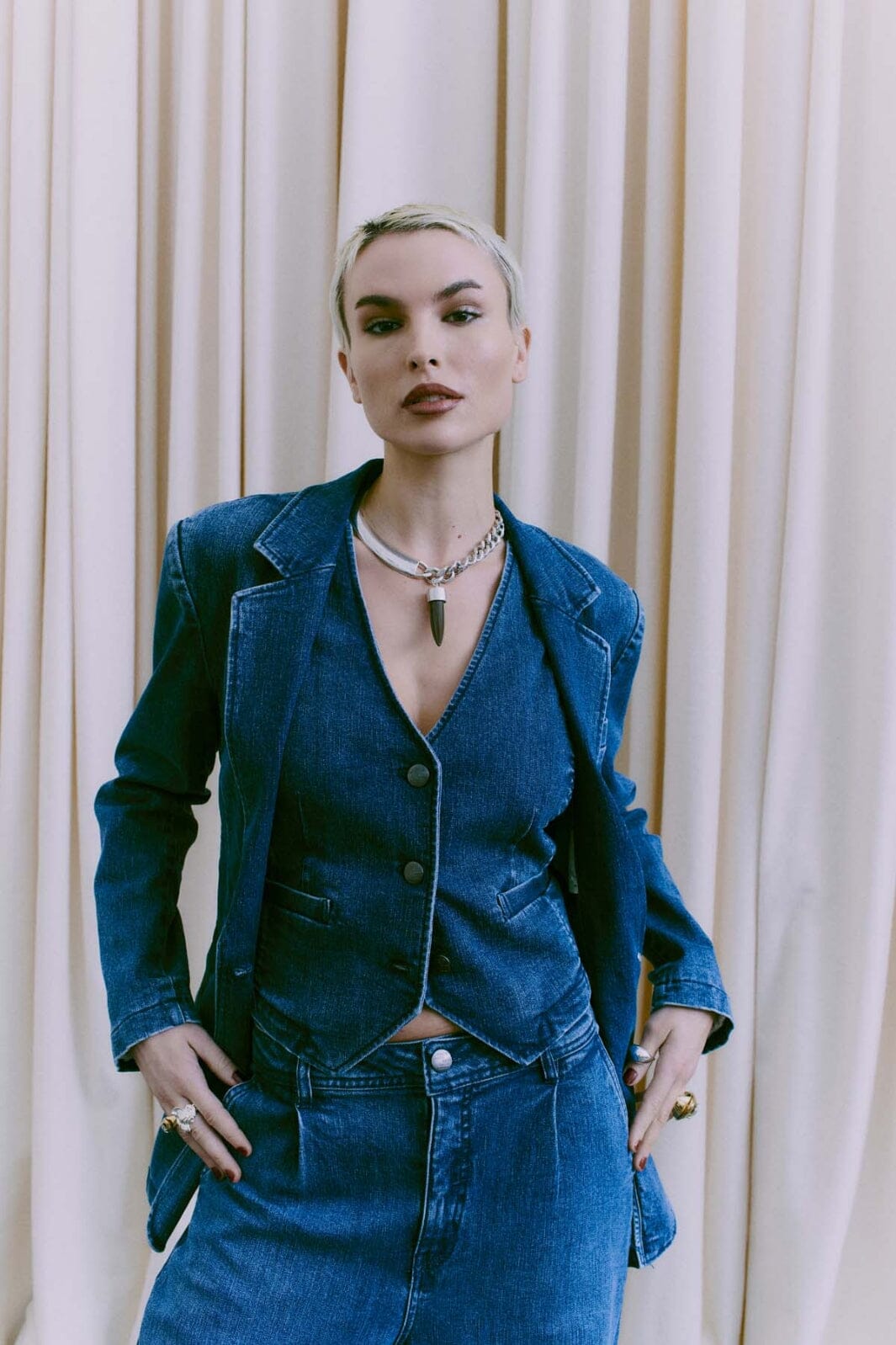 Copenhagen Muse - Cmjean-Waistcoat 204975 - Denim blue
