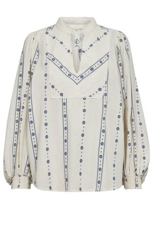 Forudbestilling - Gossia - Vibego Joe Blouse G2512 - Creme Blue Flowers