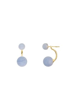 Forudbestilling - House Of Vincent - Arch Earrings Lace Agate VJ120-UEG-LA - Blue Lace Agate - Gilded