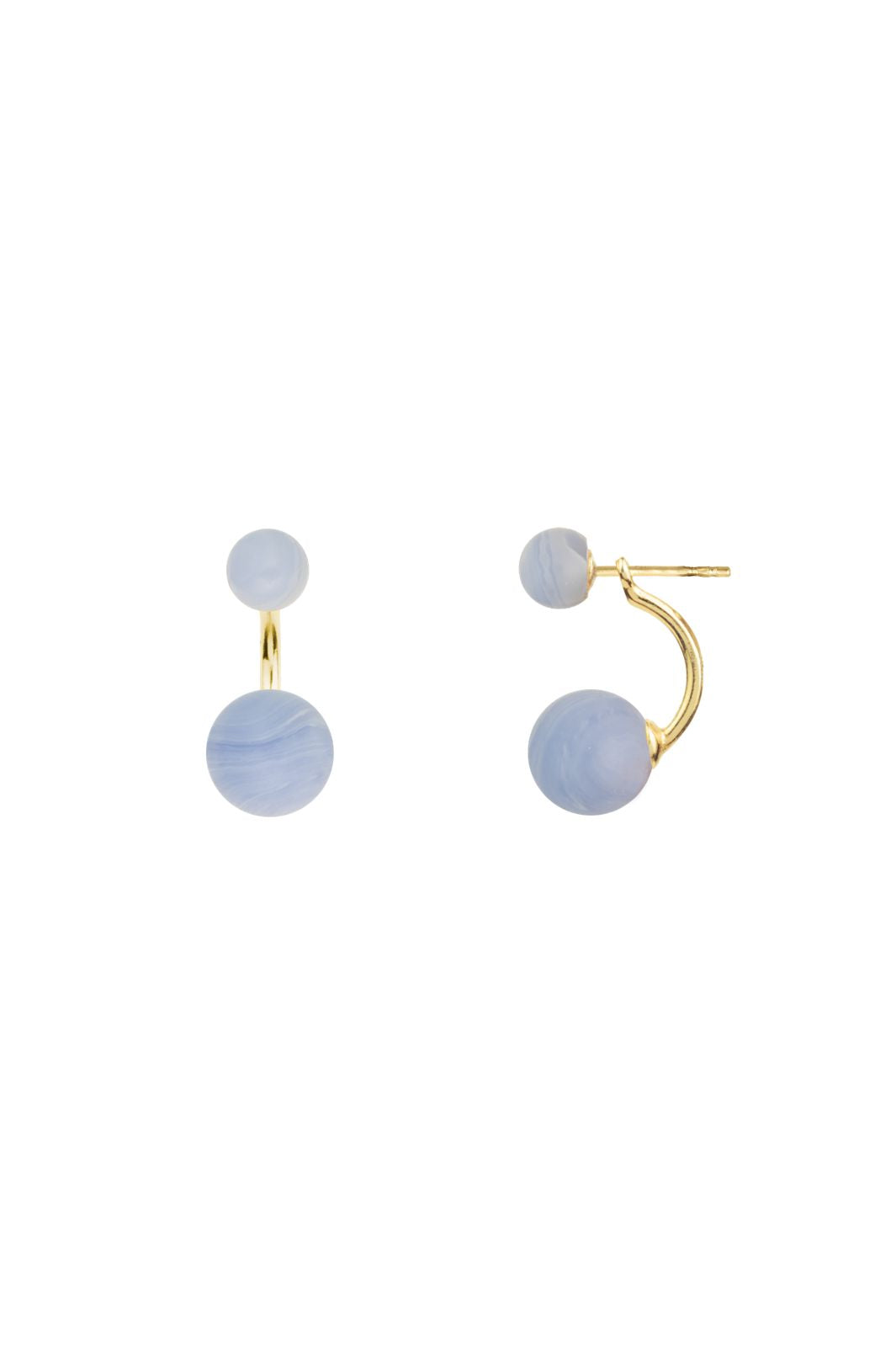 Forudbestilling - House Of Vincent - Arch Earrings Lace Agate VJ120-UEG-LA - Blue Lace Agate - Gilded