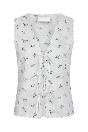 Forudbestilling - Neo Noir - Bibi Embroidery Print Top 165122 - 121 - Off White