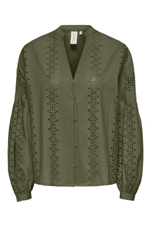 Only - Onlnelly Life Ls V-Neck Button Top - 4579172 Kalamata