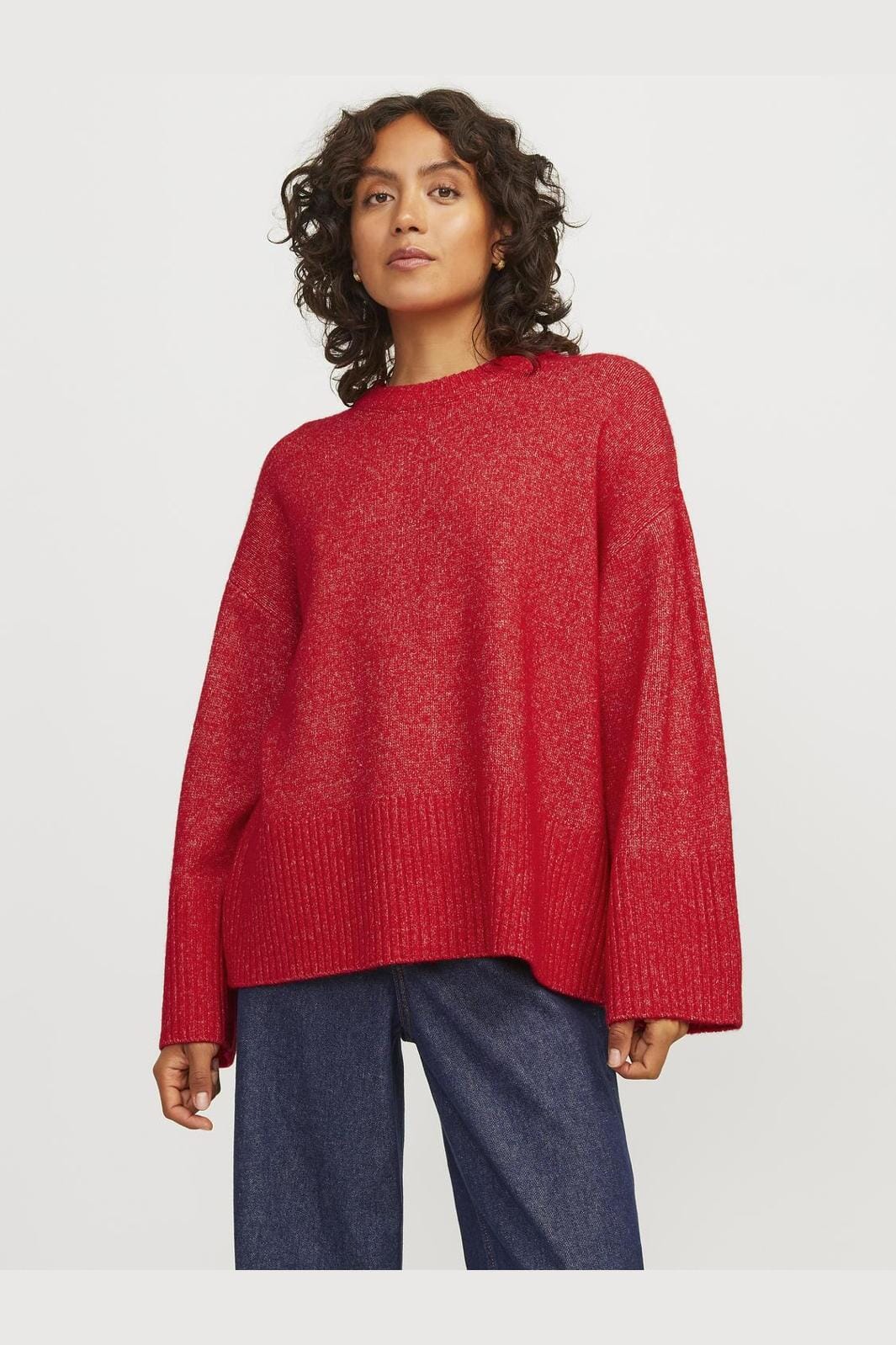 Jjxx - Jxollie Diverse Crew Neck Knit Sn - 4637707 Racing Red /Vanilla Ice Rabat