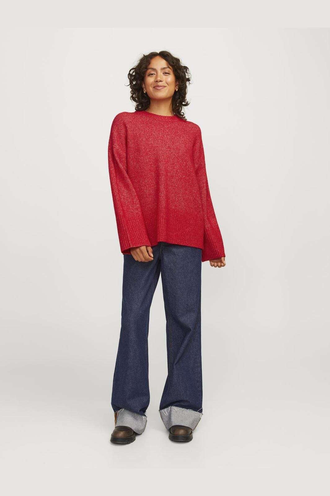 Jjxx - Jxollie Diverse Crew Neck Knit Sn - 4637707 Racing Red /Vanilla Ice Rabat