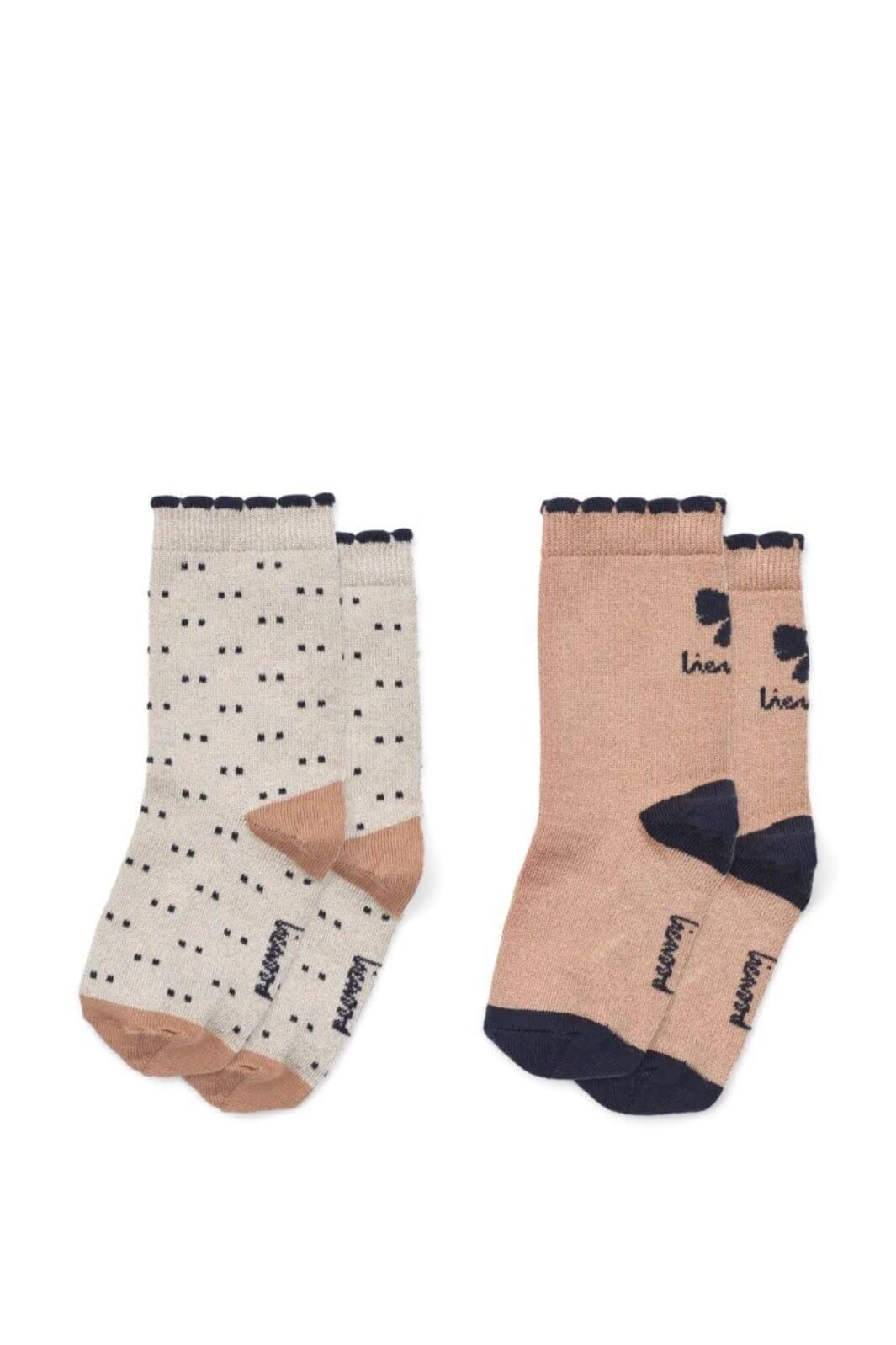 Liewood - Azenore Socks 2-pack - Bow Tuscany rose / Double dots mix